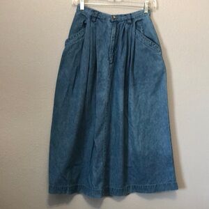 Vintage Eddie Bauer jean skirt Women's 6 petite pleated long denim western retro